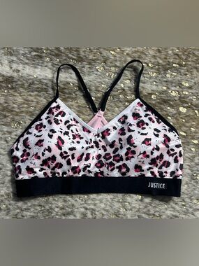 Justice Pink Cheetah Print Girls Bralette Size 36